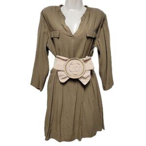 OVERSIZED Buckle Belt Large Ruffle Studded Buckle Grey Cream Womens Vintage Belt